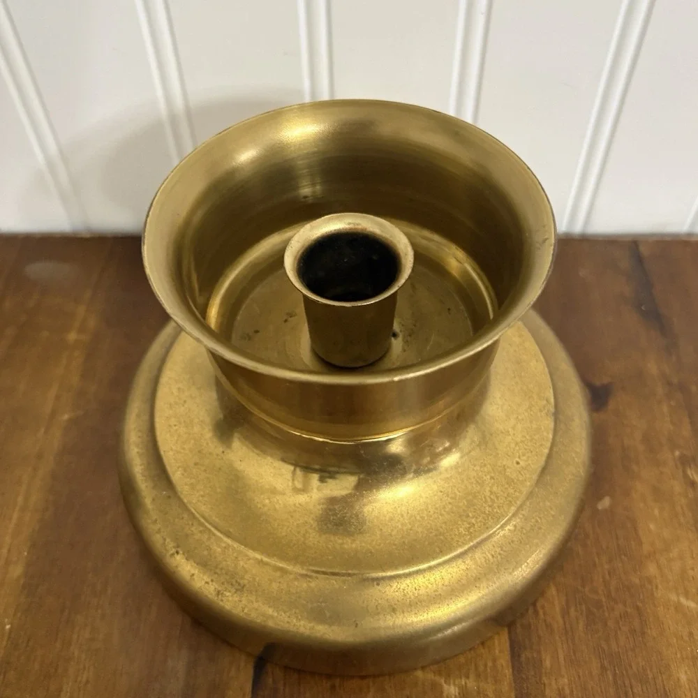 Vtg Copper Craft Brass Hurricane Candle Holder USA MCM Hollywood Regency Patina